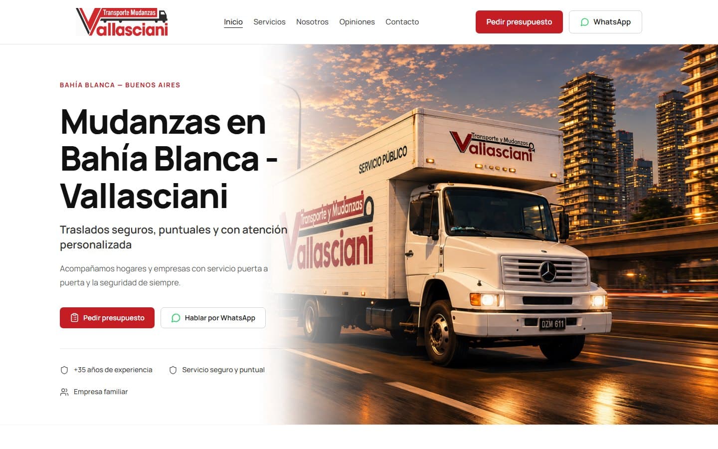 Página principal de Mudanzas Vallasciani
